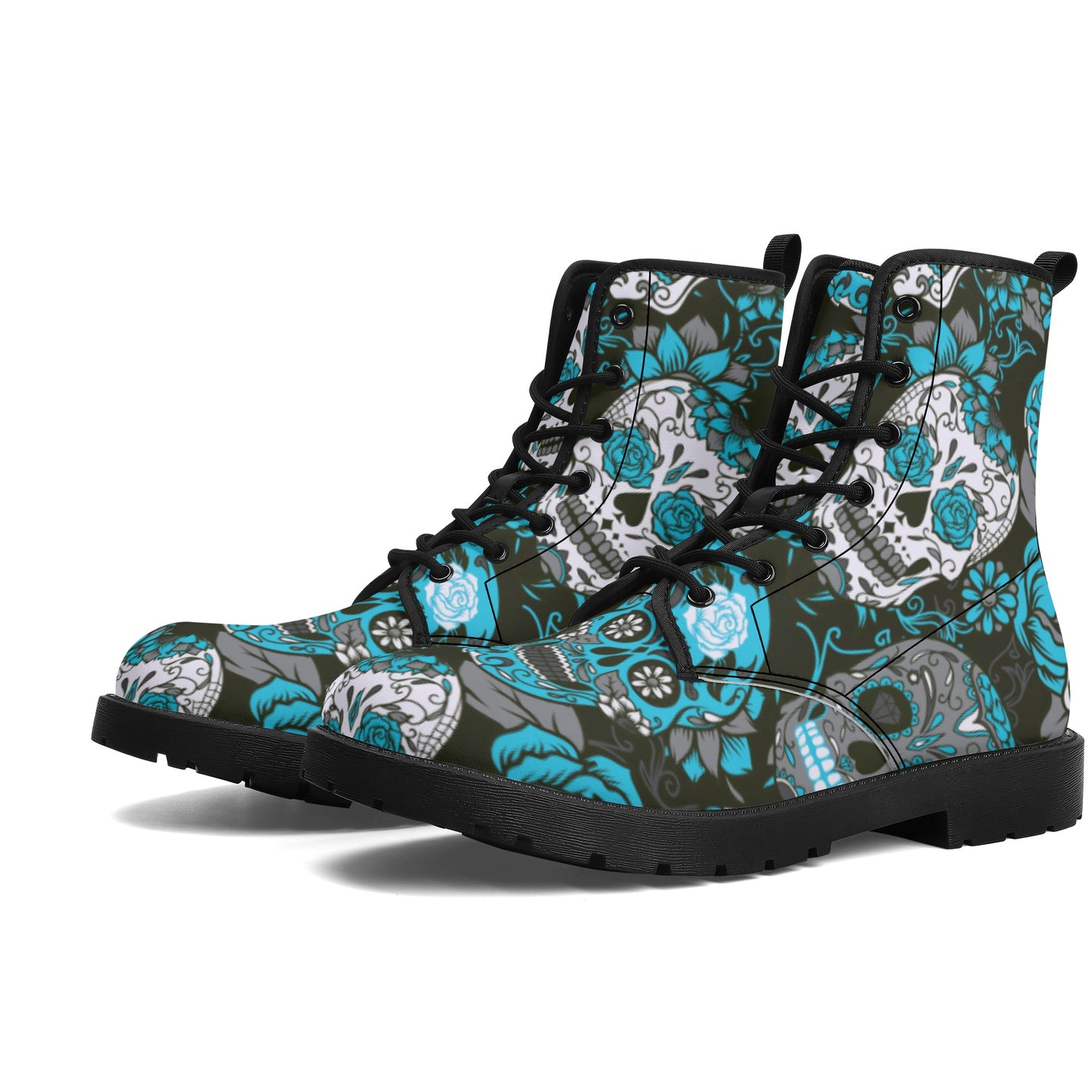 Day of the dead Mexican Calaveras skull sugar skull Women's Leather Boots