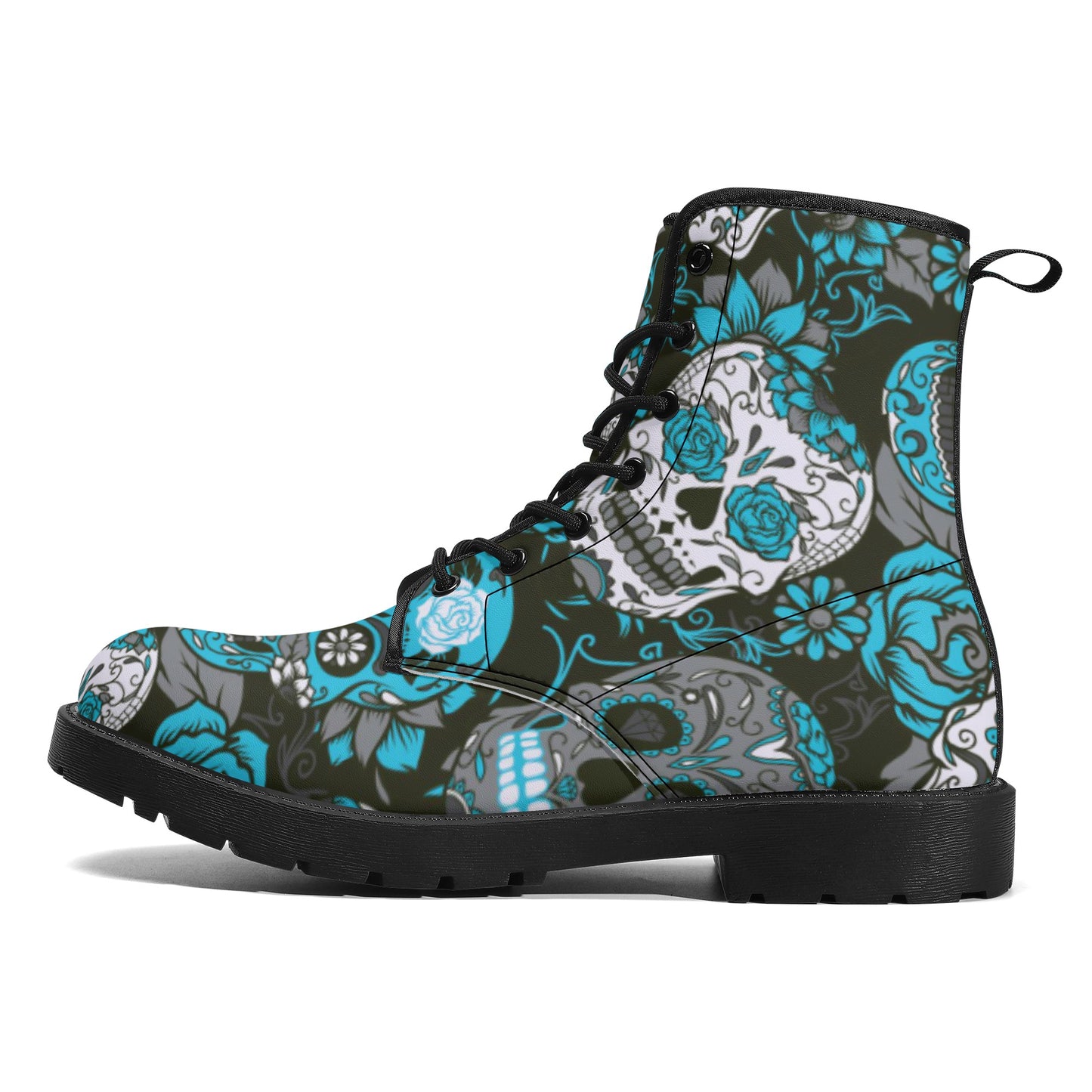 Day of the dead Mexican Calaveras skull sugar skull Women's Leather Boots