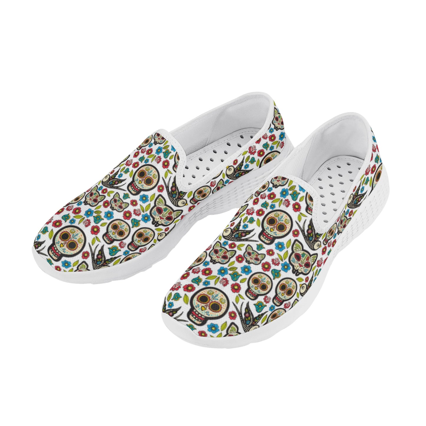 Sugar skull day of the dead Women's New Casual Slip on Shoes