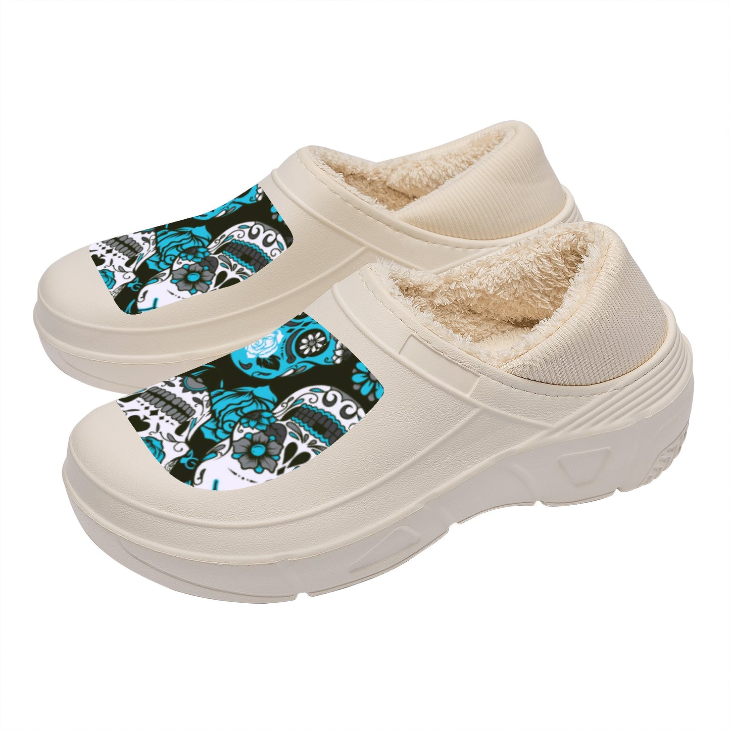 Day of the dead sugar skull gothic Women's Warm Cotton Slippers