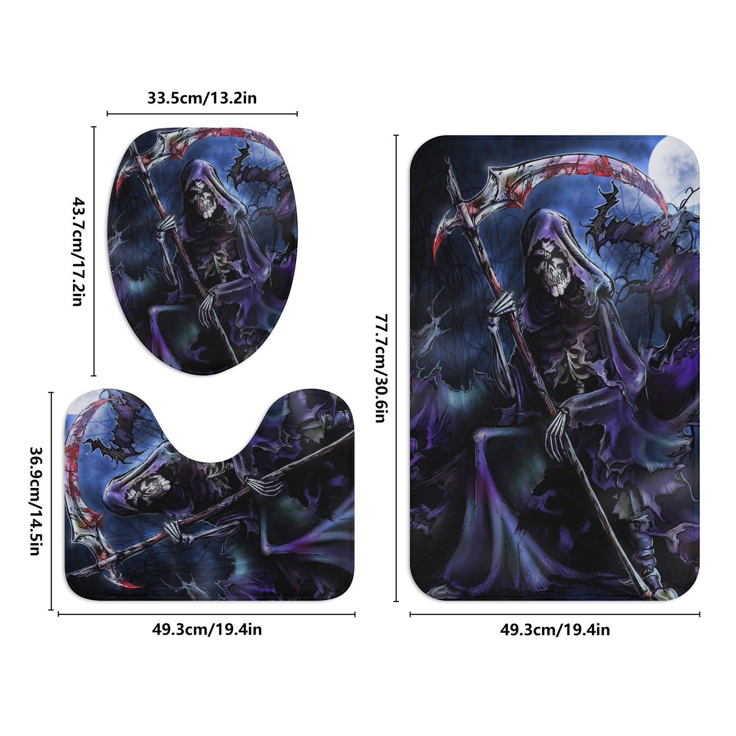 Halloween grim reaper skull Bath Room Toilet Set