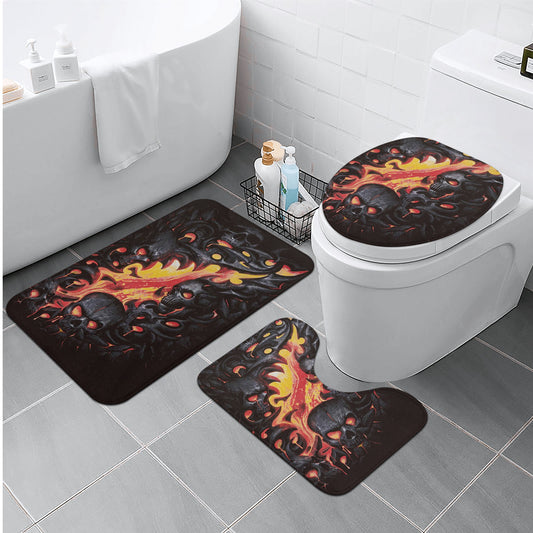 Flaming fire skull gothic Bath Room Toilet Set