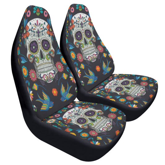 Sugar skull day of the dead Car Seat Covers (2 Pcs)