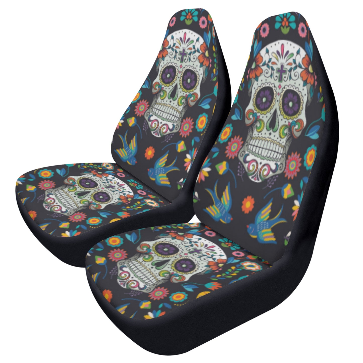 Sugar skull day of the dead Car Seat Covers (2 Pcs)