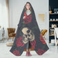 Gothic skull rose Hooded Blanket