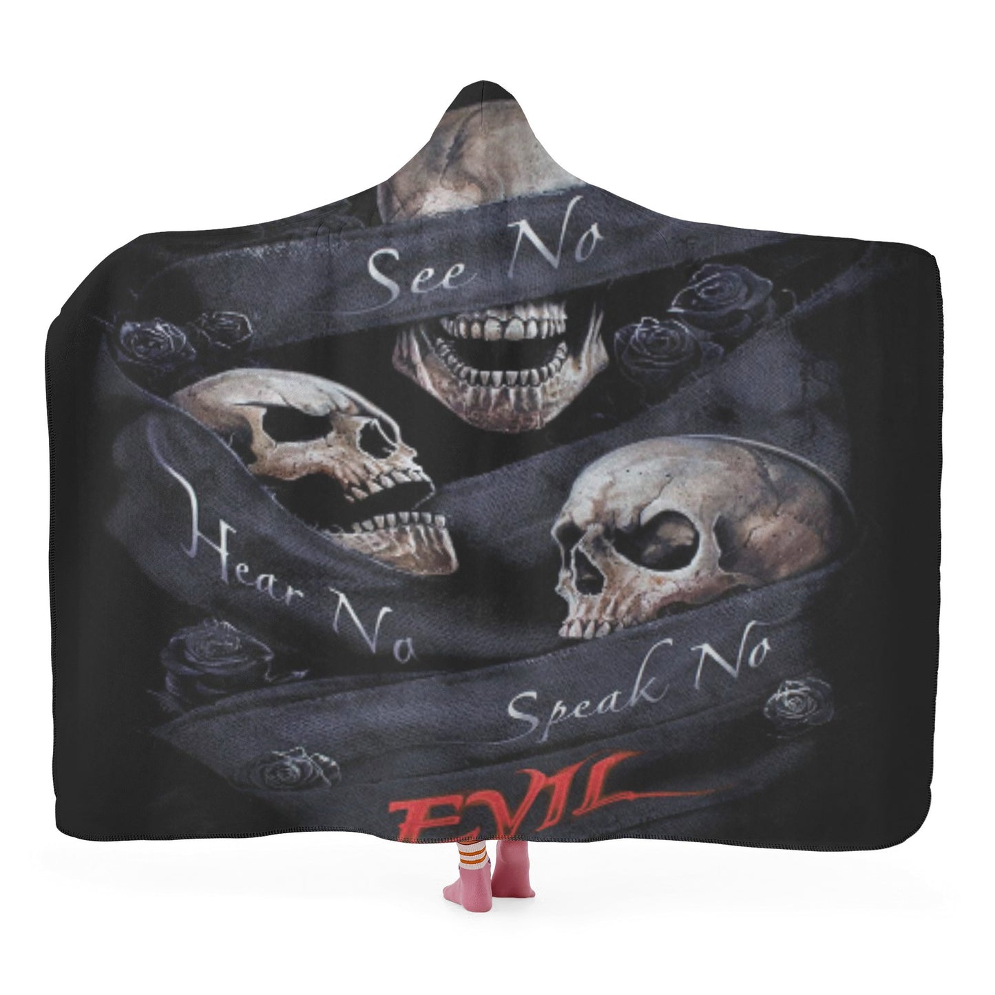 No see no hear no speak evils Hooded Blanket