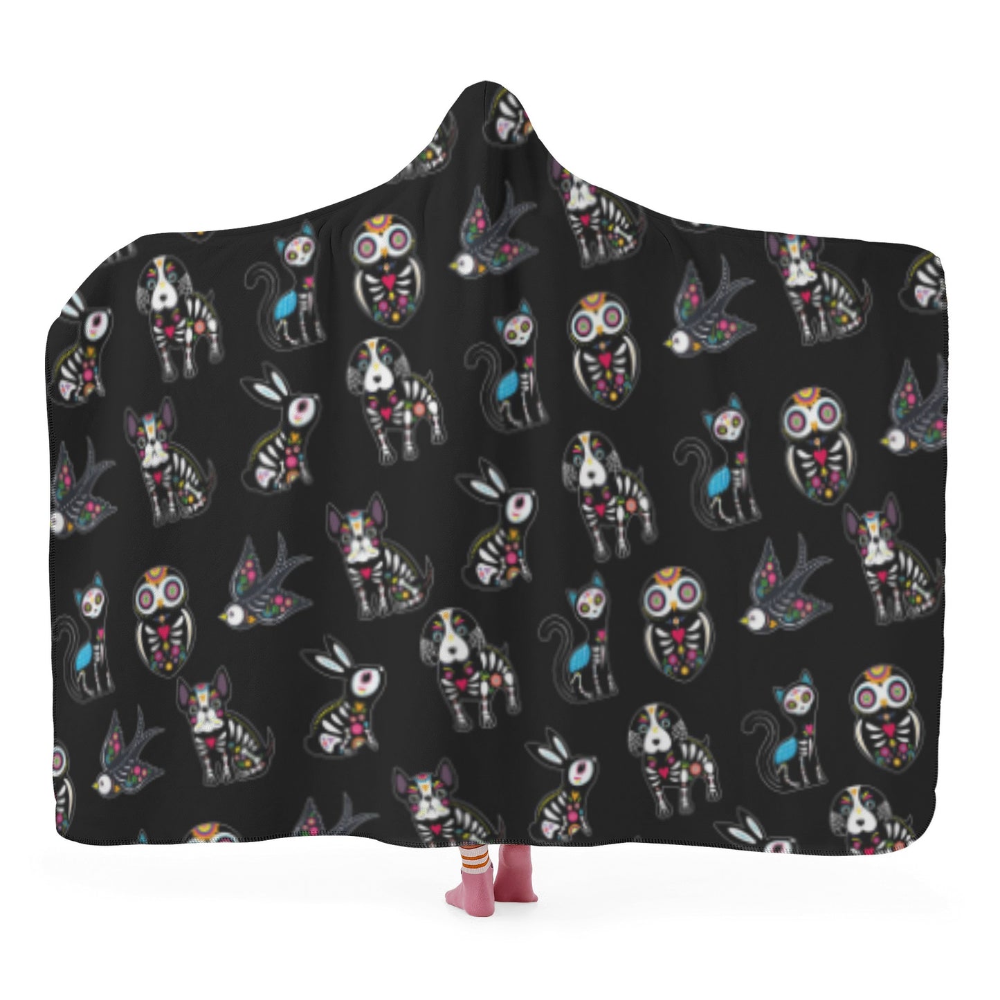 Animal sugar skull Hooded Blanket