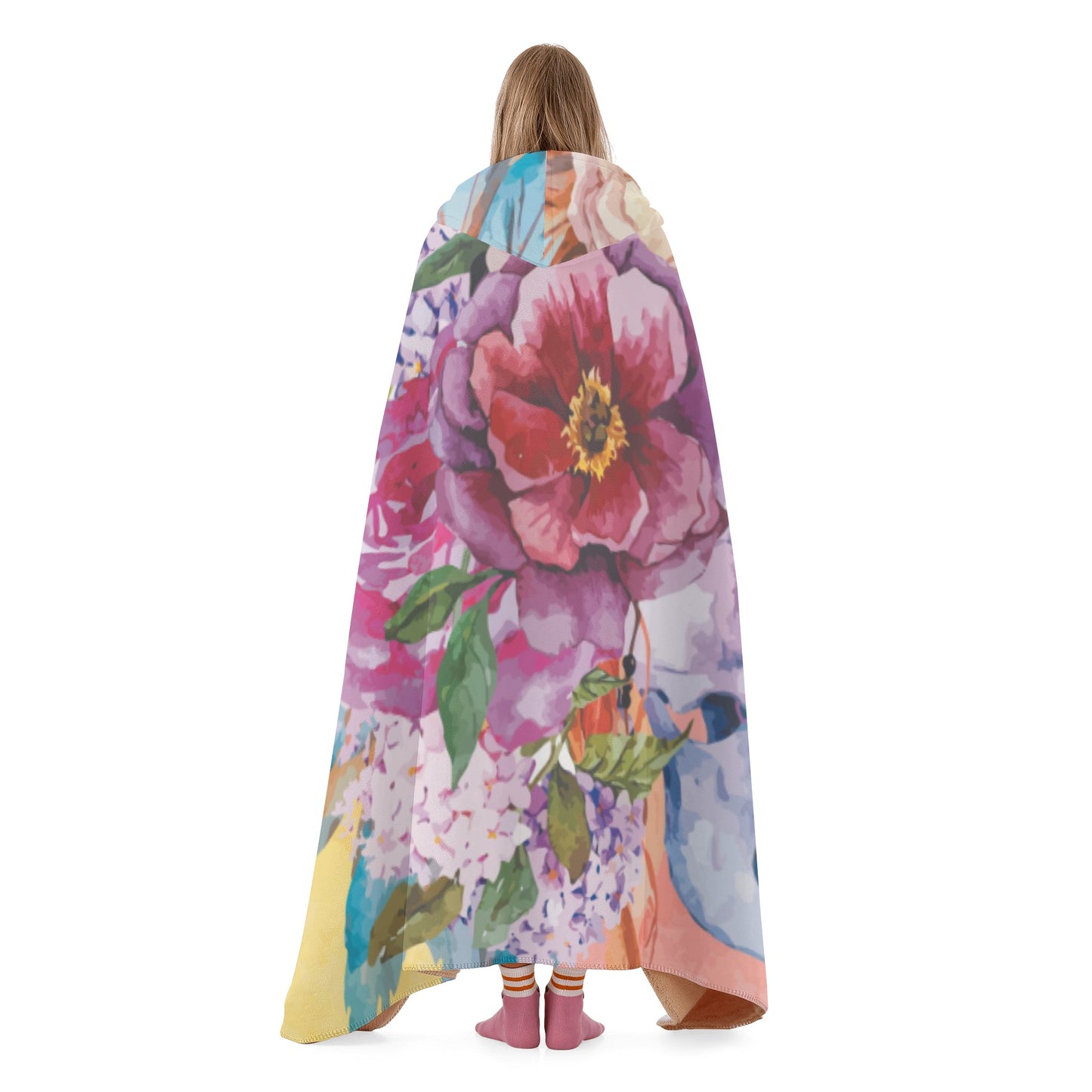 Floral rose sugar skull Halloween Hooded Blanket