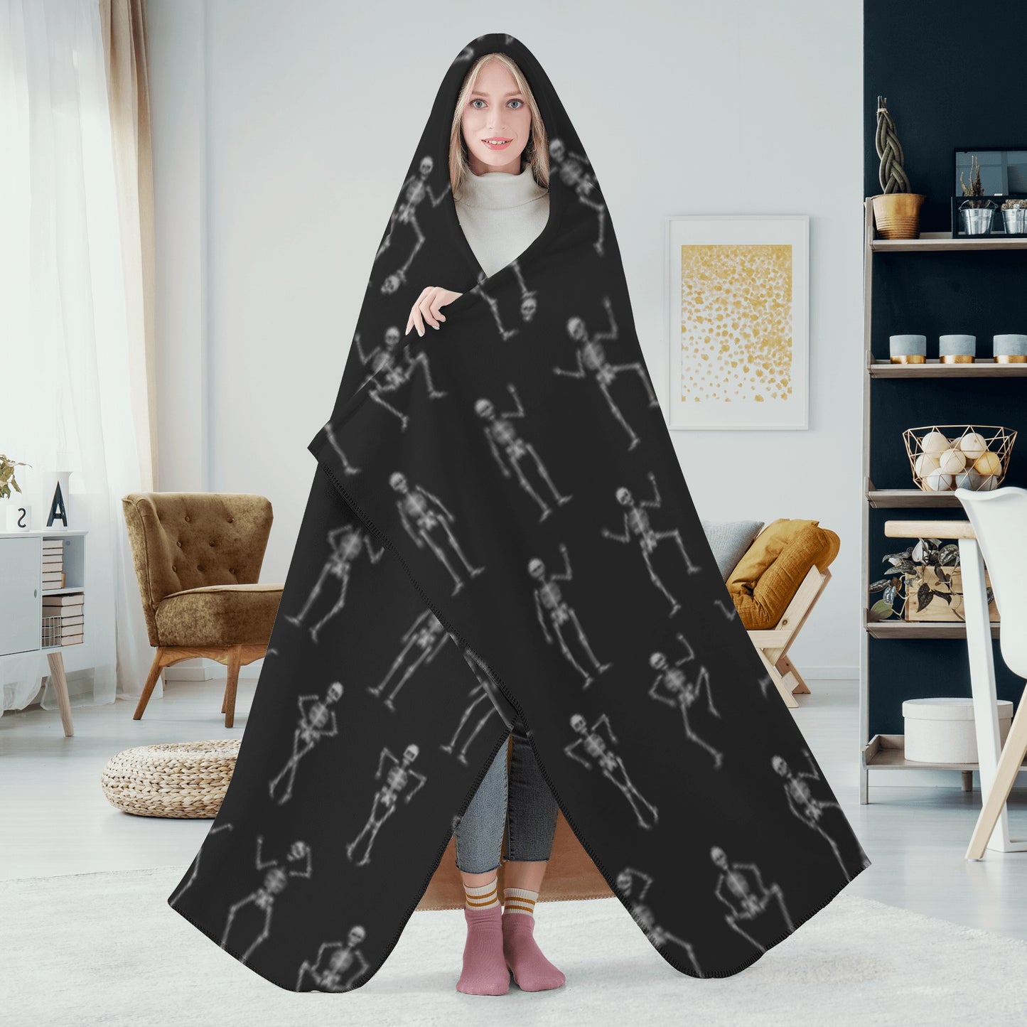 Skeleton dance Halloween Hooded Blanket