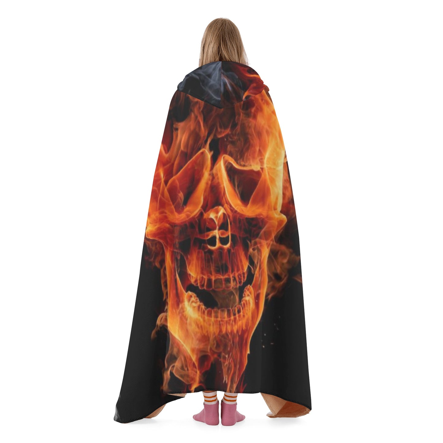 Flaming gothic Halloween skull Hooded Blanket