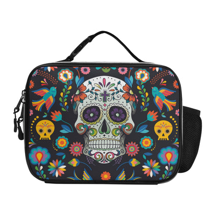 Dia de los muertos Mexican skull Detachable Leather Lunch Bag