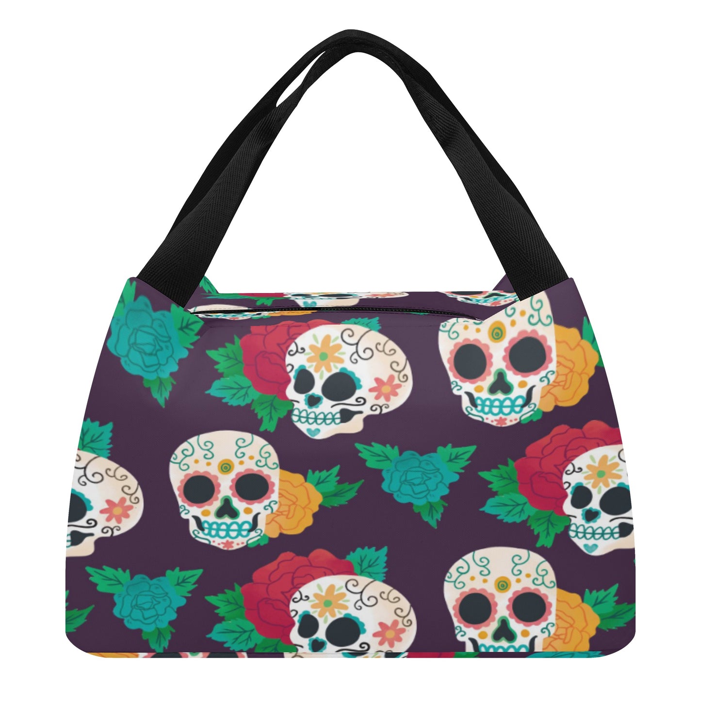 Rose Calaveras sugar skull Portable Tote Lunch Bag
