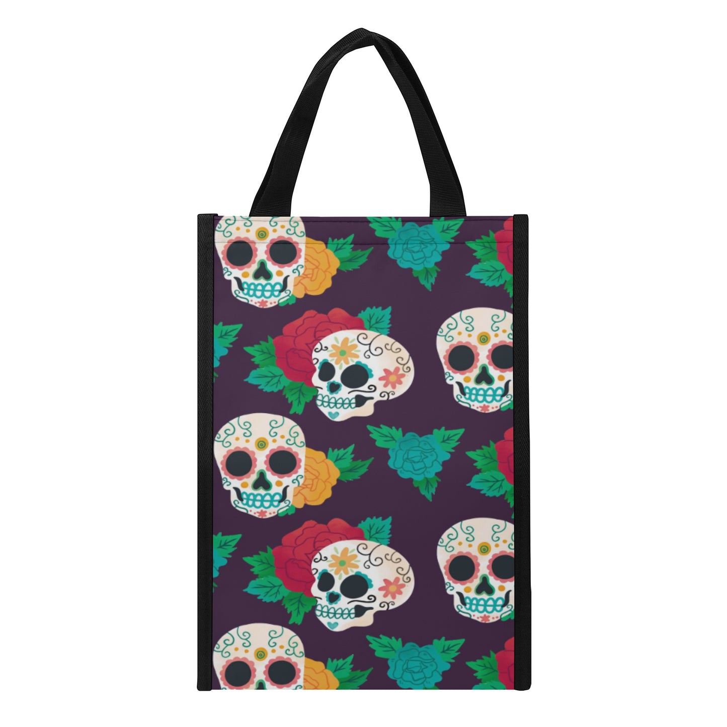 Floral sugar skull Folding Pocket Type Lunch Bag