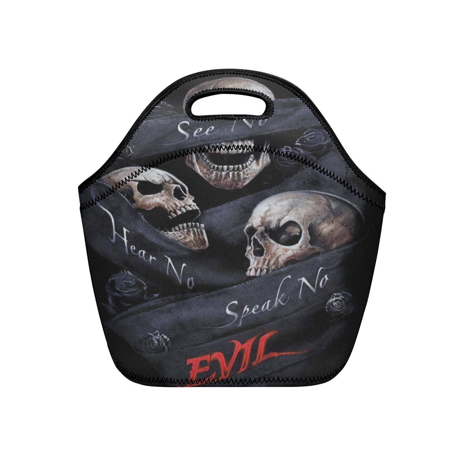 See no hear no speak no evils skull New Neoprene Lunch Bag