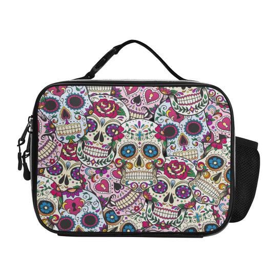 Day of the dead skull Detachable Leather Lunch Bag