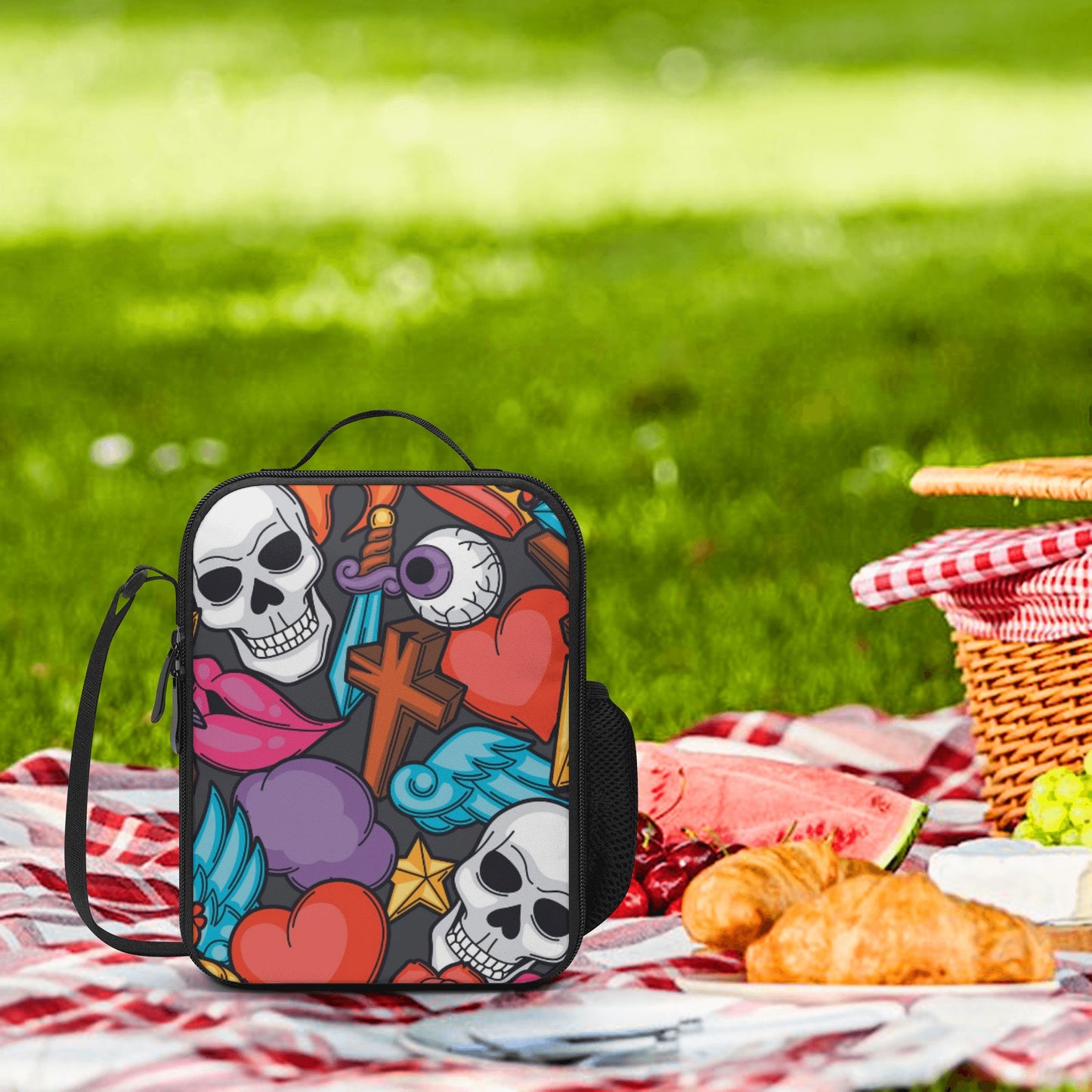 Gothic skull skeleton Lunch Box Bags