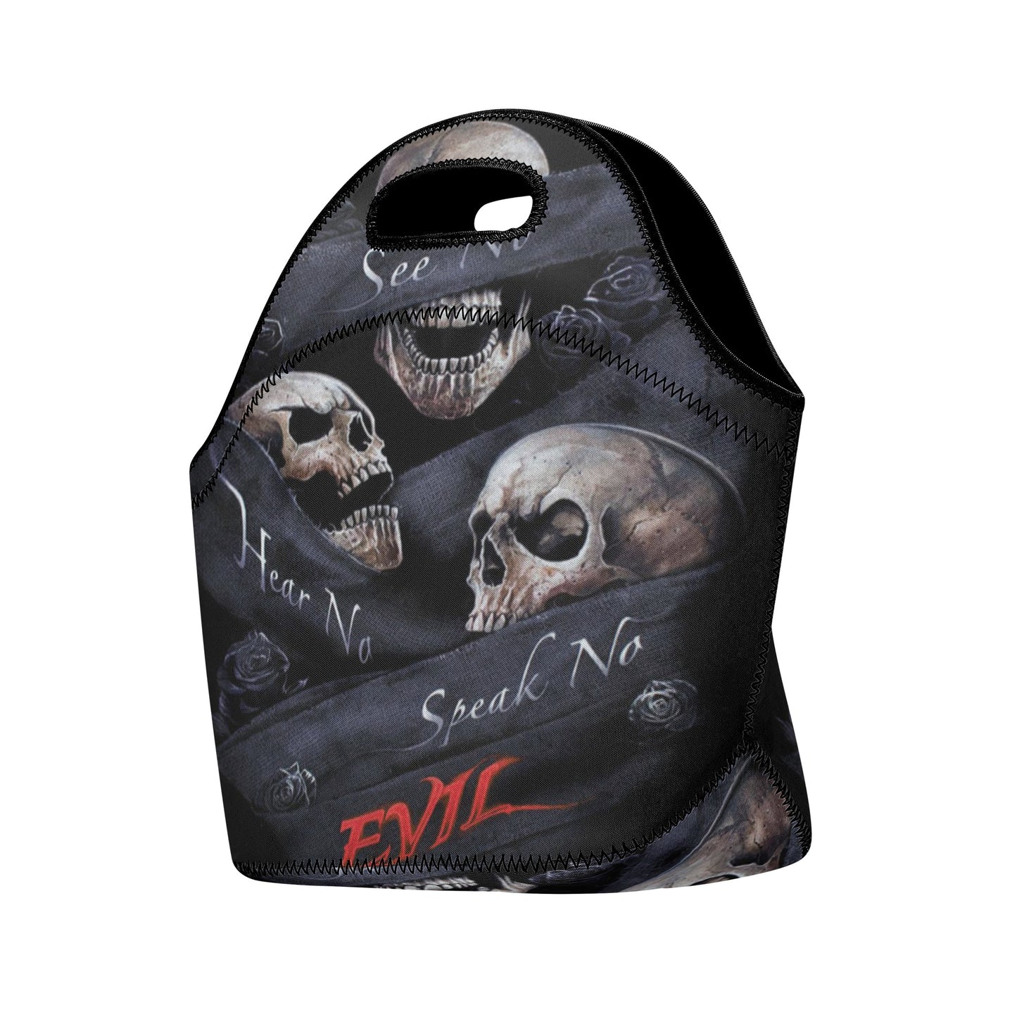 See no hear no speak no evils skull New Neoprene Lunch Bag