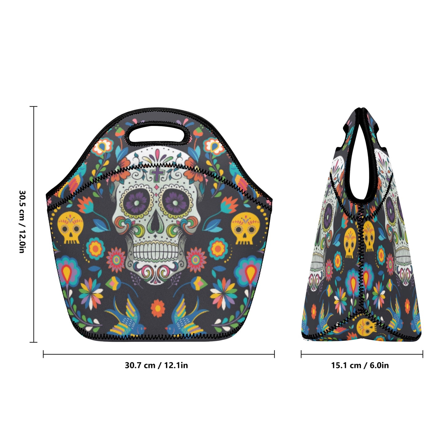 Day of the dead skull New Neoprene Lunch Bag