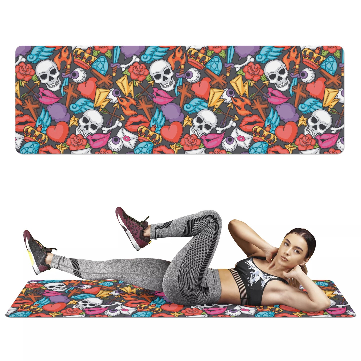 Gothic skull Rubber Yoga Mat