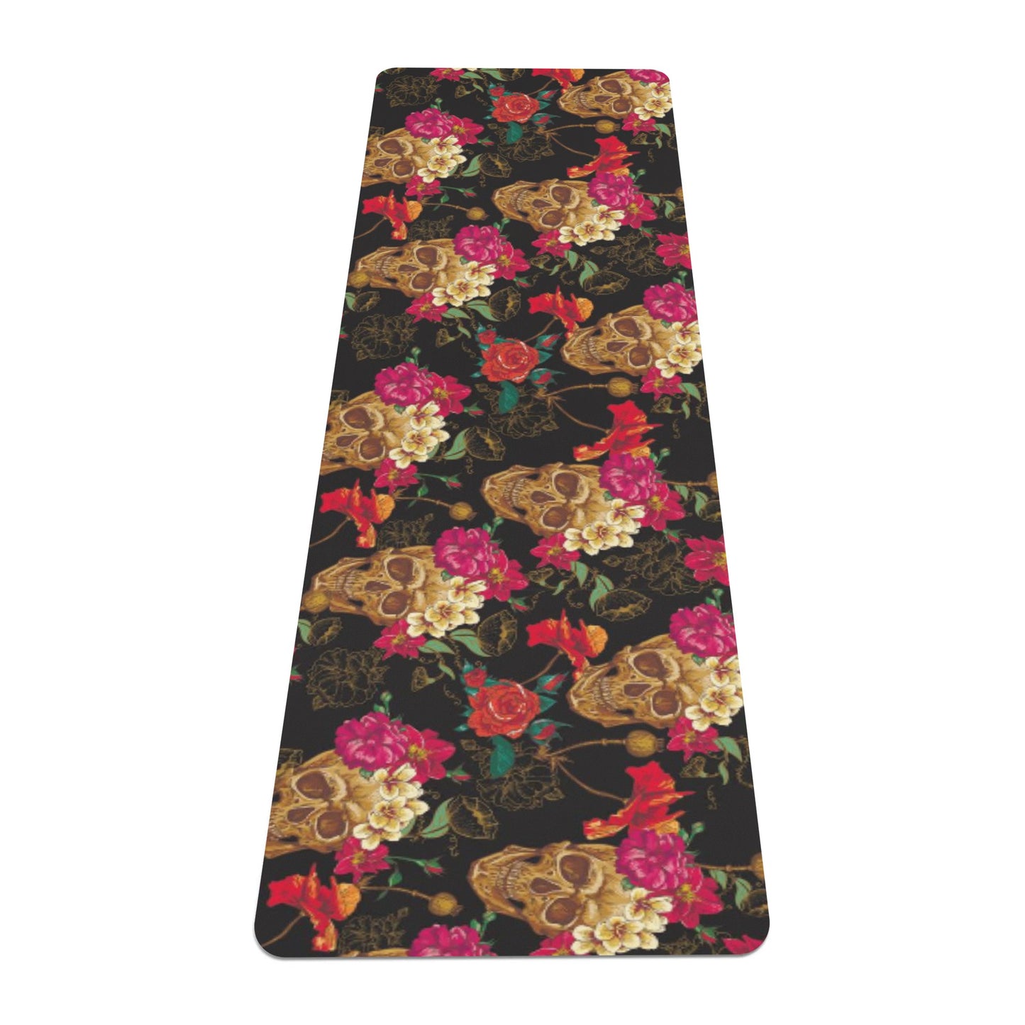 Floral gothic skull Rubber Yoga Mat