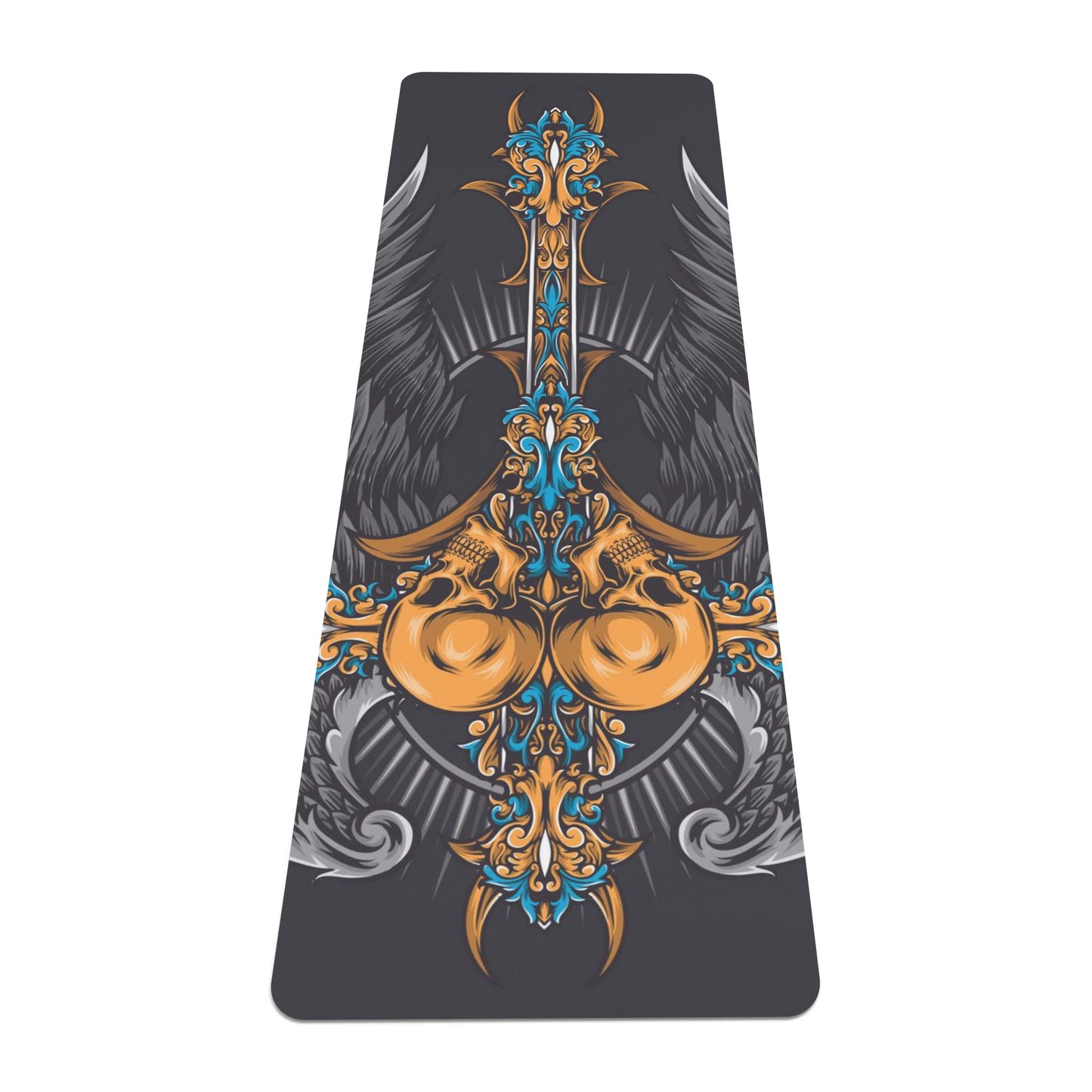 Angel wings skull halloween  Rubber Yoga Mat