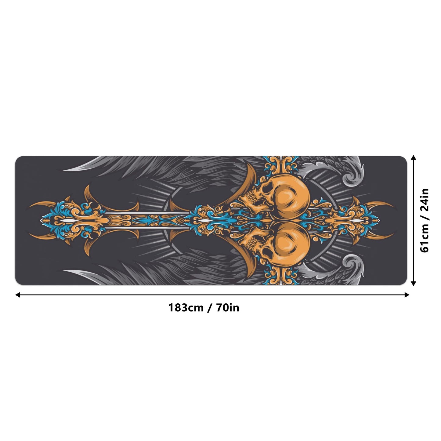 Angel wings skull halloween  Rubber Yoga Mat