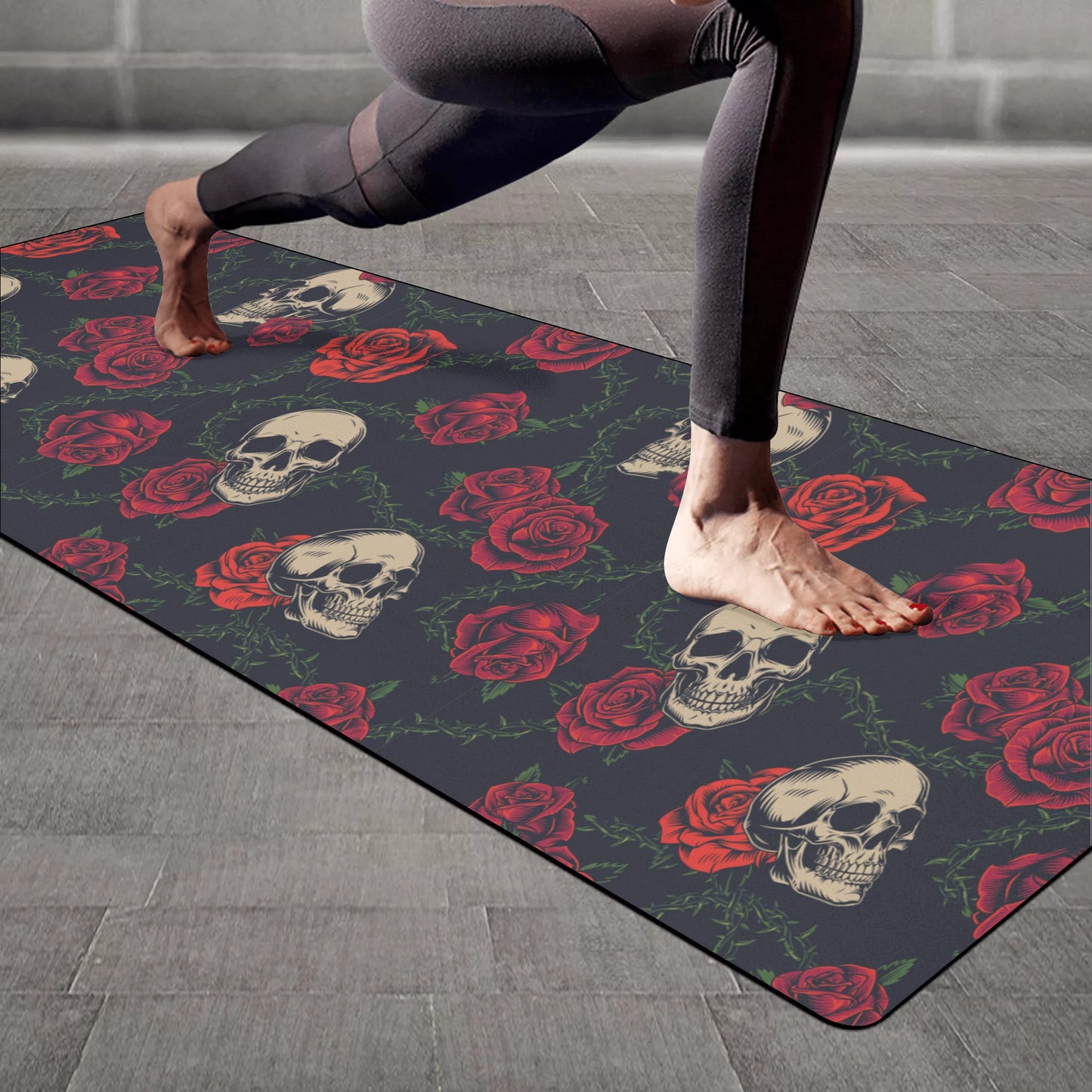 Floral Halloween gothic Rubber Yoga Mat