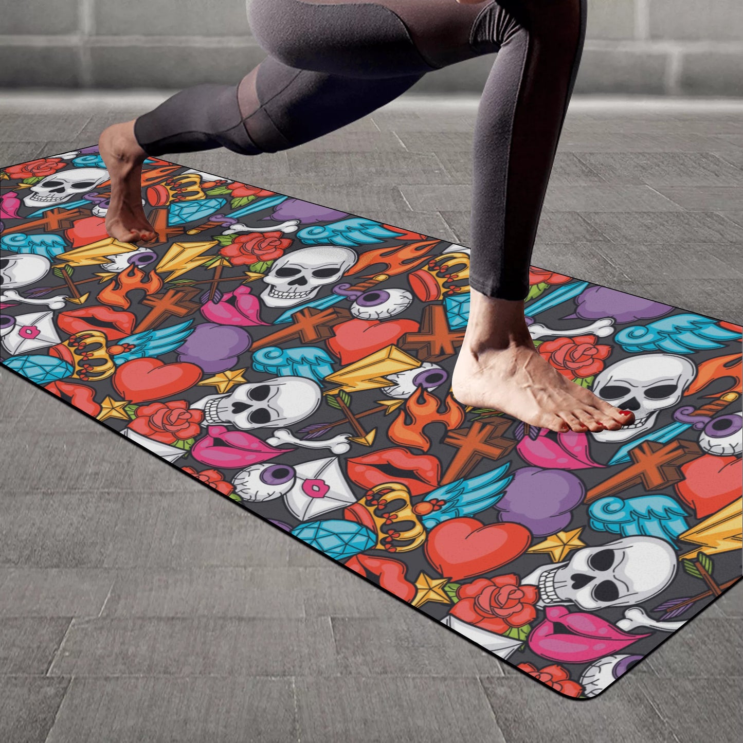 Gothic skull Rubber Yoga Mat