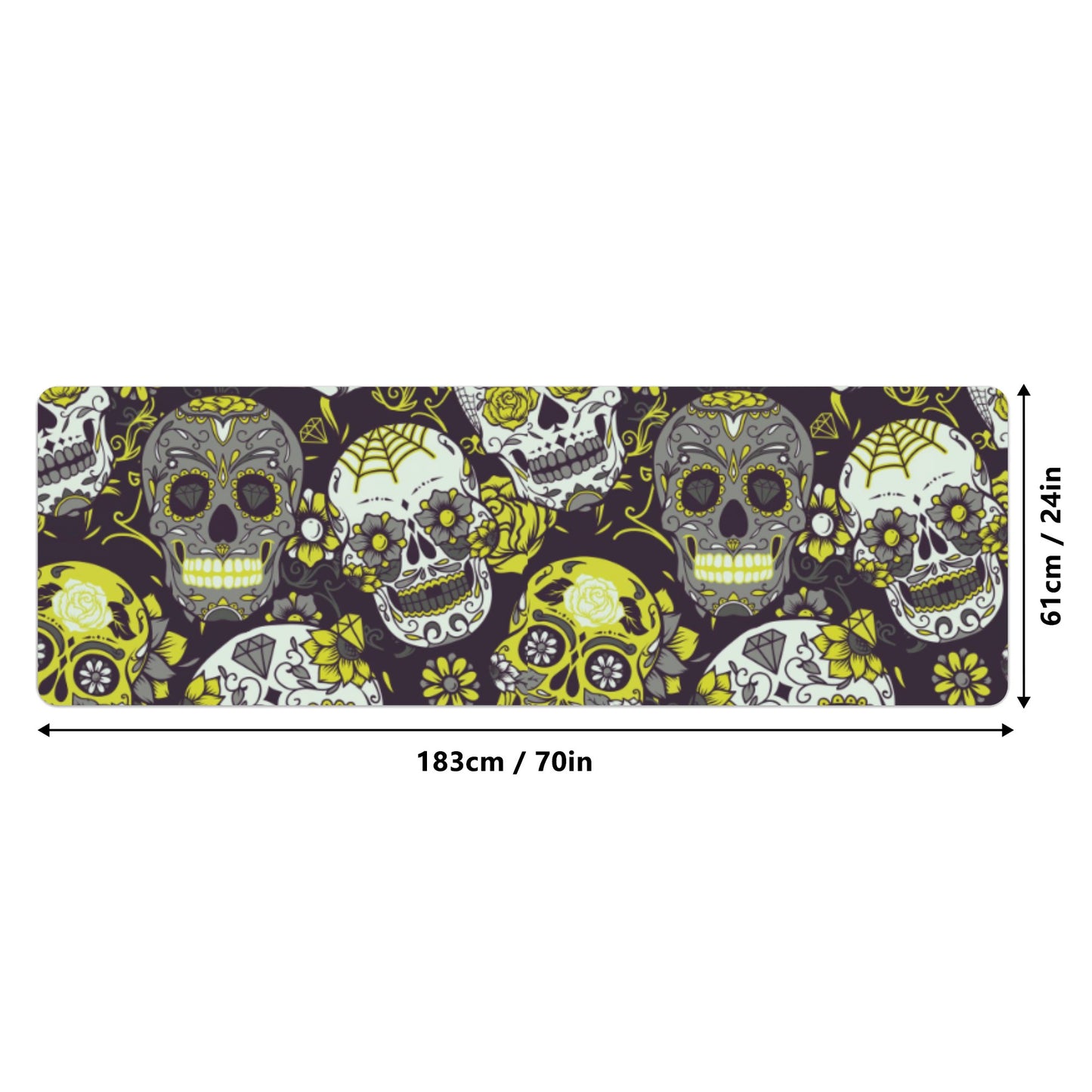 Yellow sugar skull day of the dead Rubber Yoga Mat