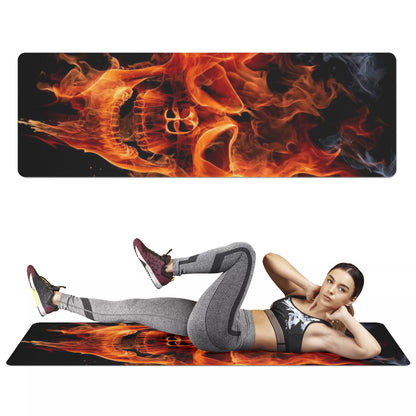 Flaming gothic skull Rubber Yoga Mat