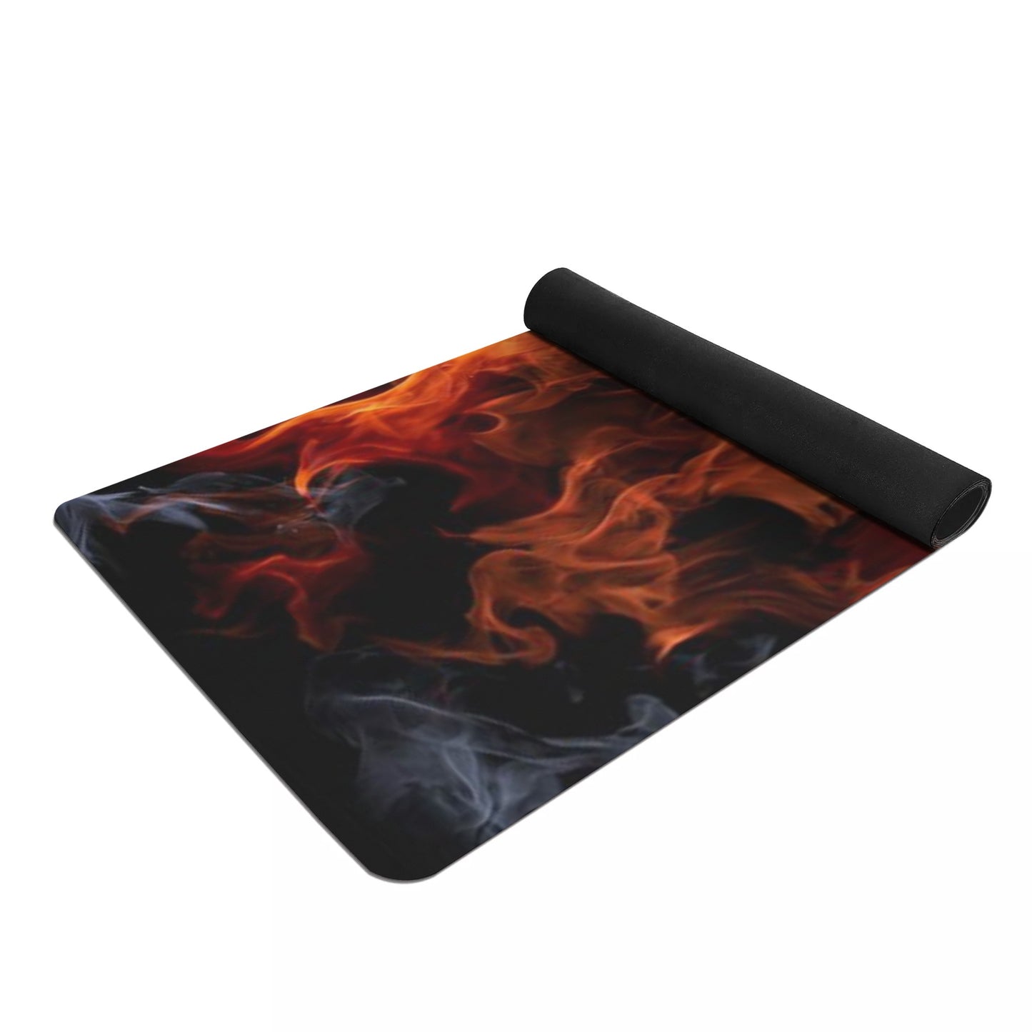 Flaming gothic skull Rubber Yoga Mat