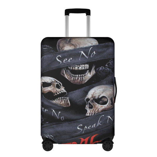No see no hear no speak evils skull Polyester Luggage Cover
