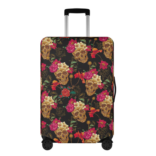 Floral sugar skull Polyester Luggage Cover