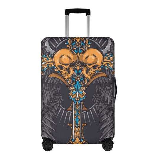 Gothic angel wings skull Polyester Luggage Cover