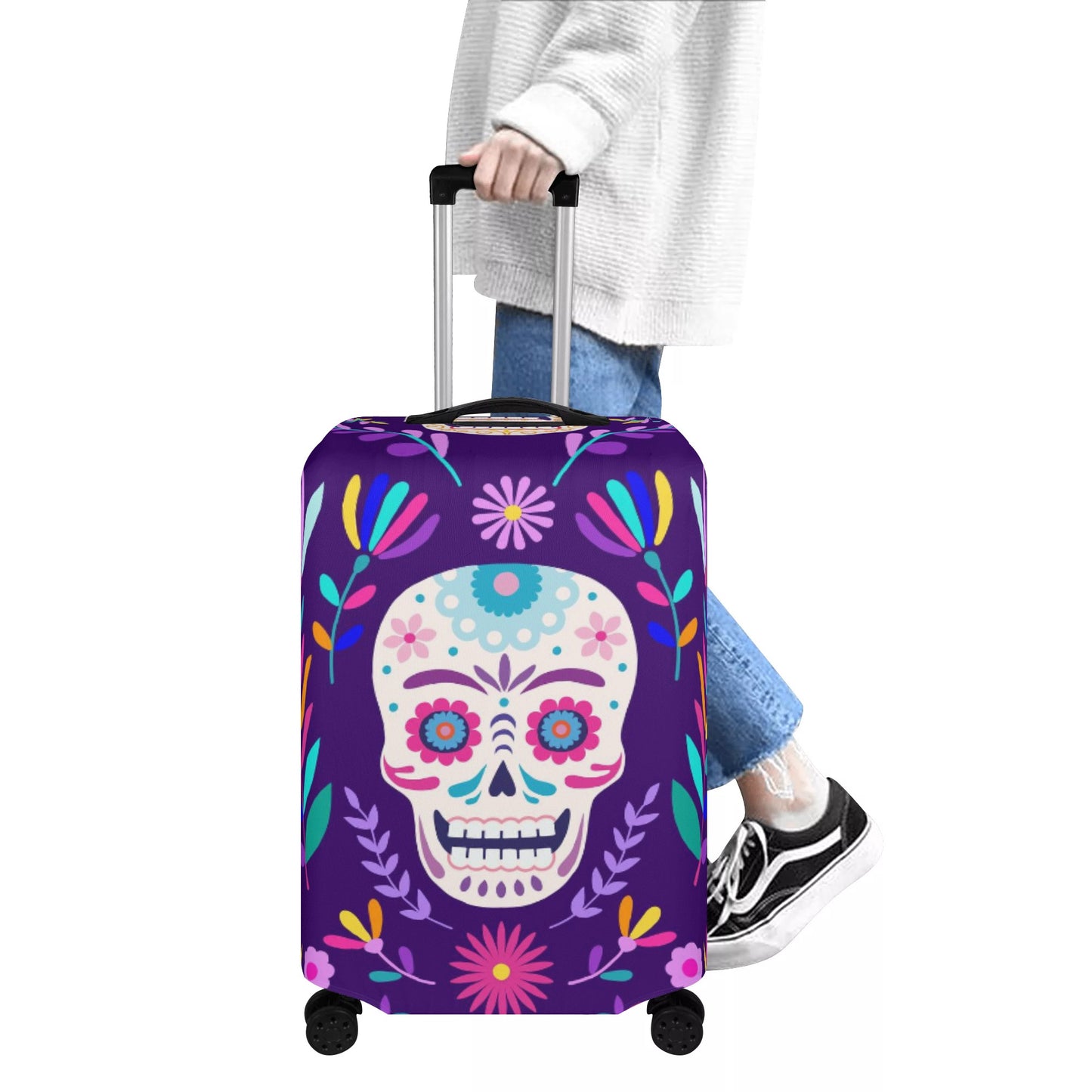 Sugar skull floral Mexican calaveras Polyester Luggage Cover