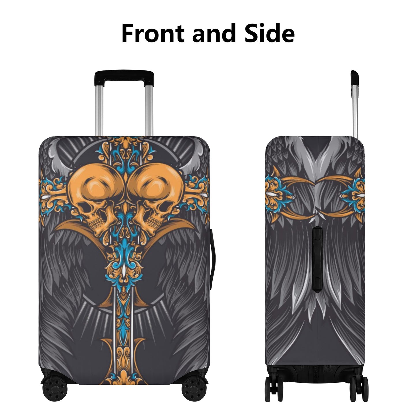 Gothic angel wings skull Polyester Luggage Cover