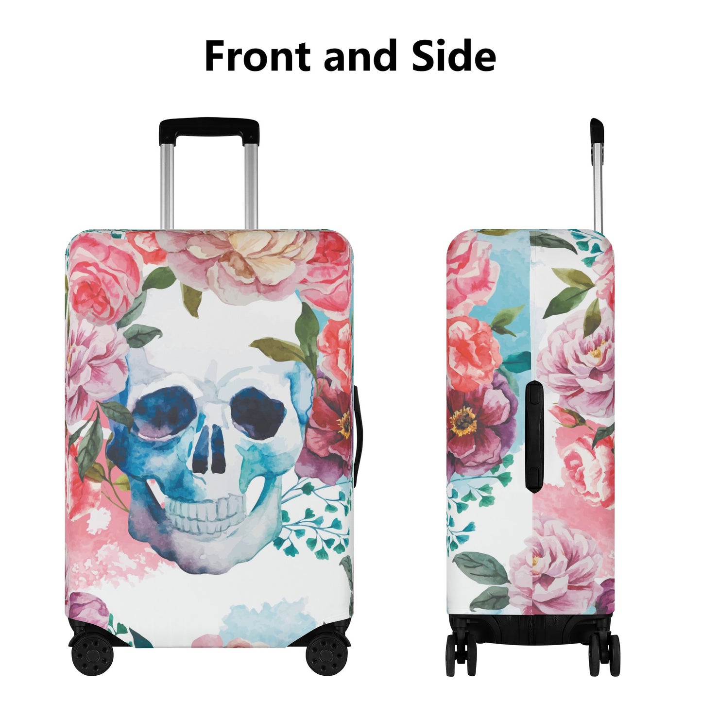 Floral gothic skull Halloween skeleton  Polyester Luggage Cover