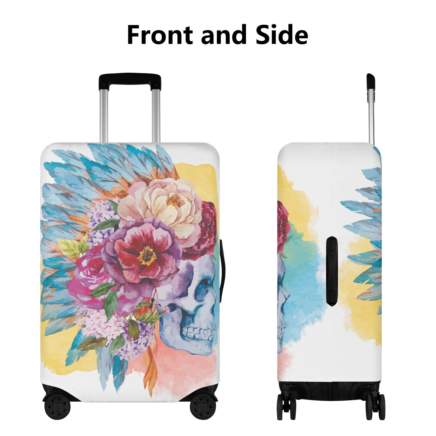 Floral skeleton skull Polyester Luggage Cover
