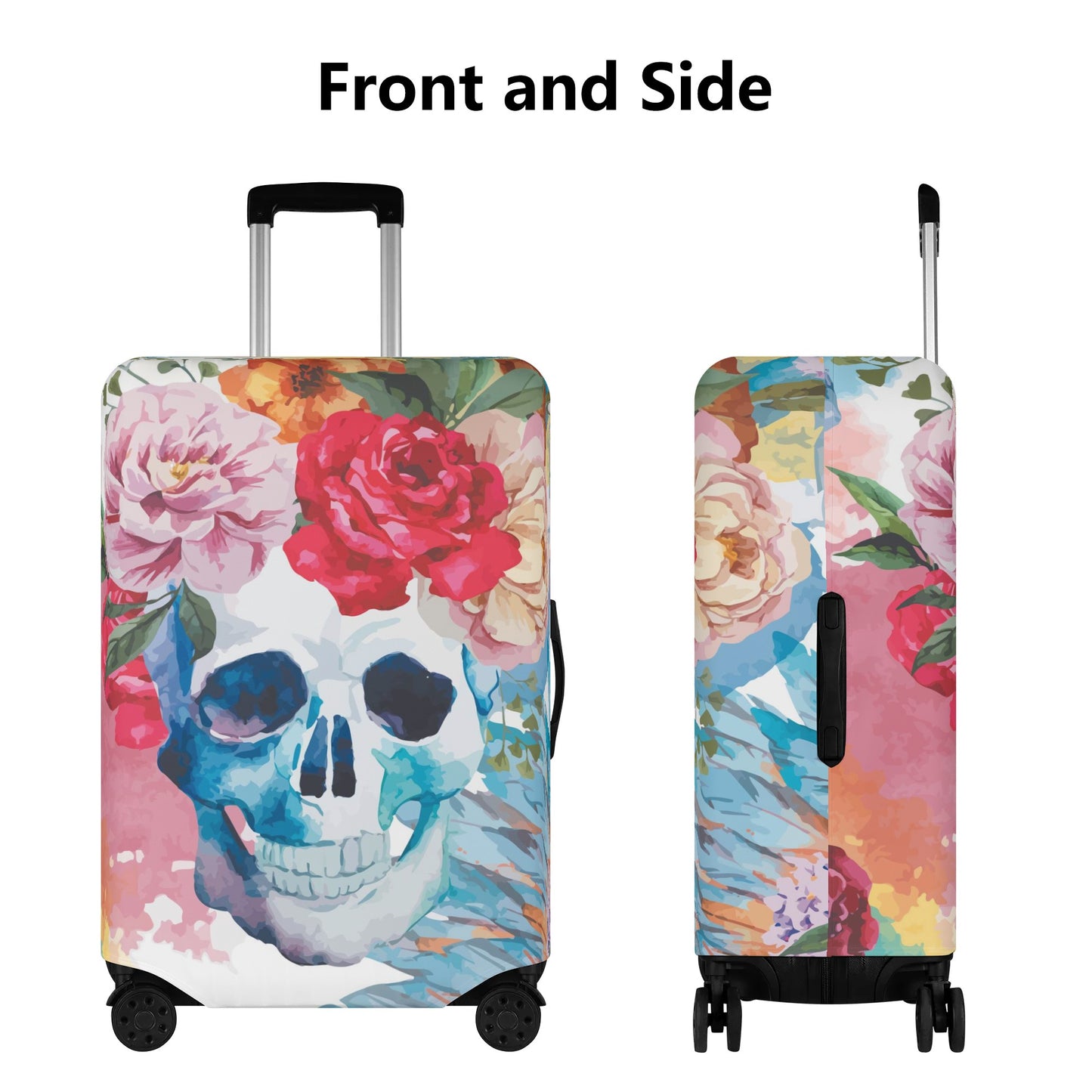 Floral skull Polyester Luggage Cover