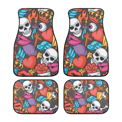 Halloween gothic skull Back and Front Car Floor Mats