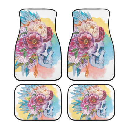 Rose skull gothic Back and Front Car Floor Mats