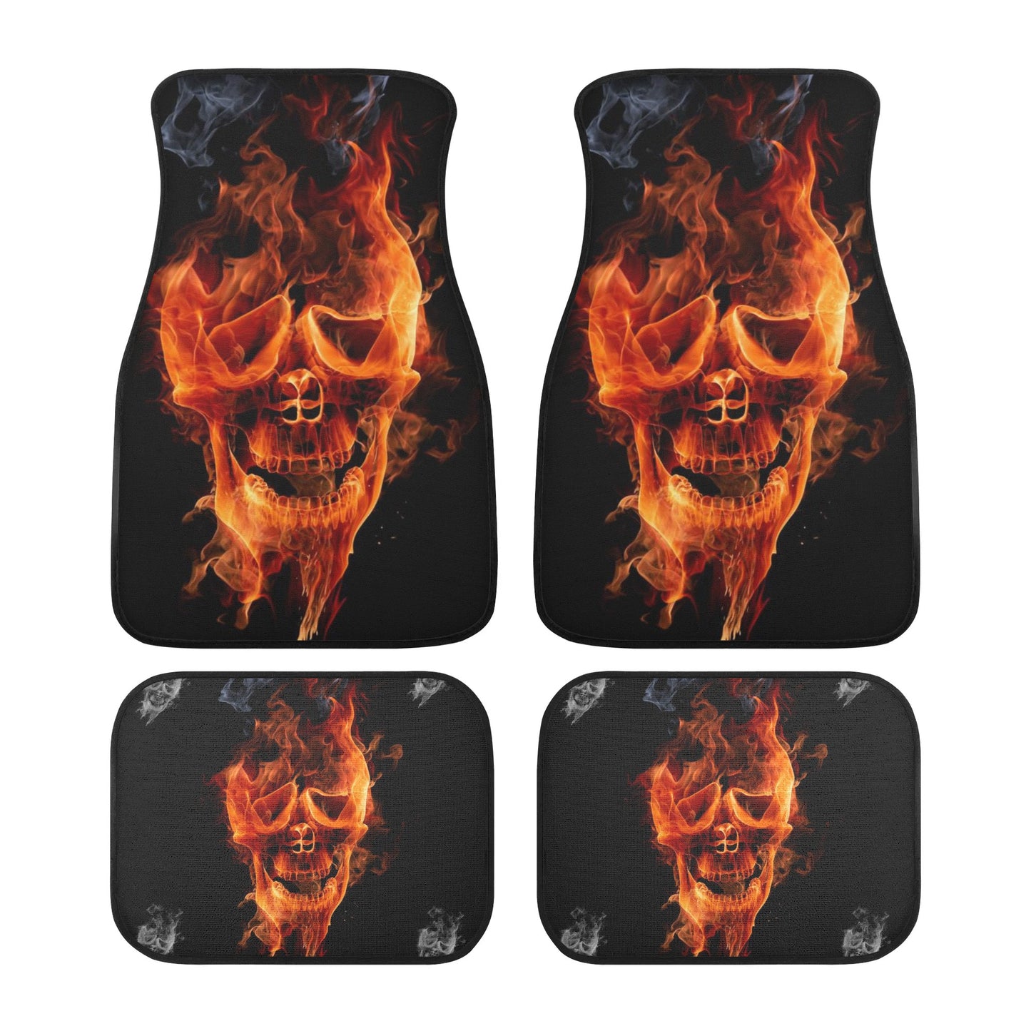 Flaming skull gothic Back and Front Car Floor Mats