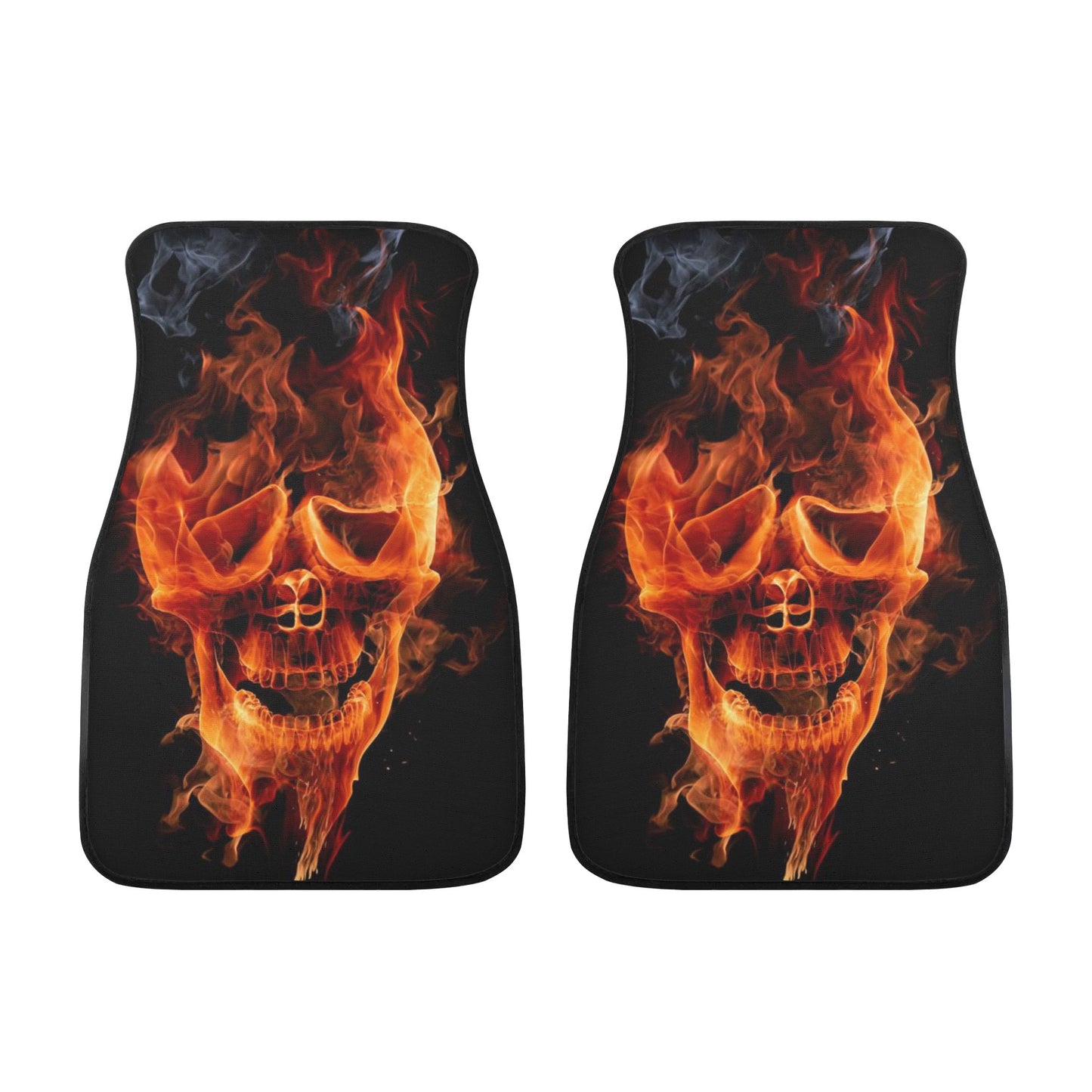 Flaming skull gothic Back and Front Car Floor Mats