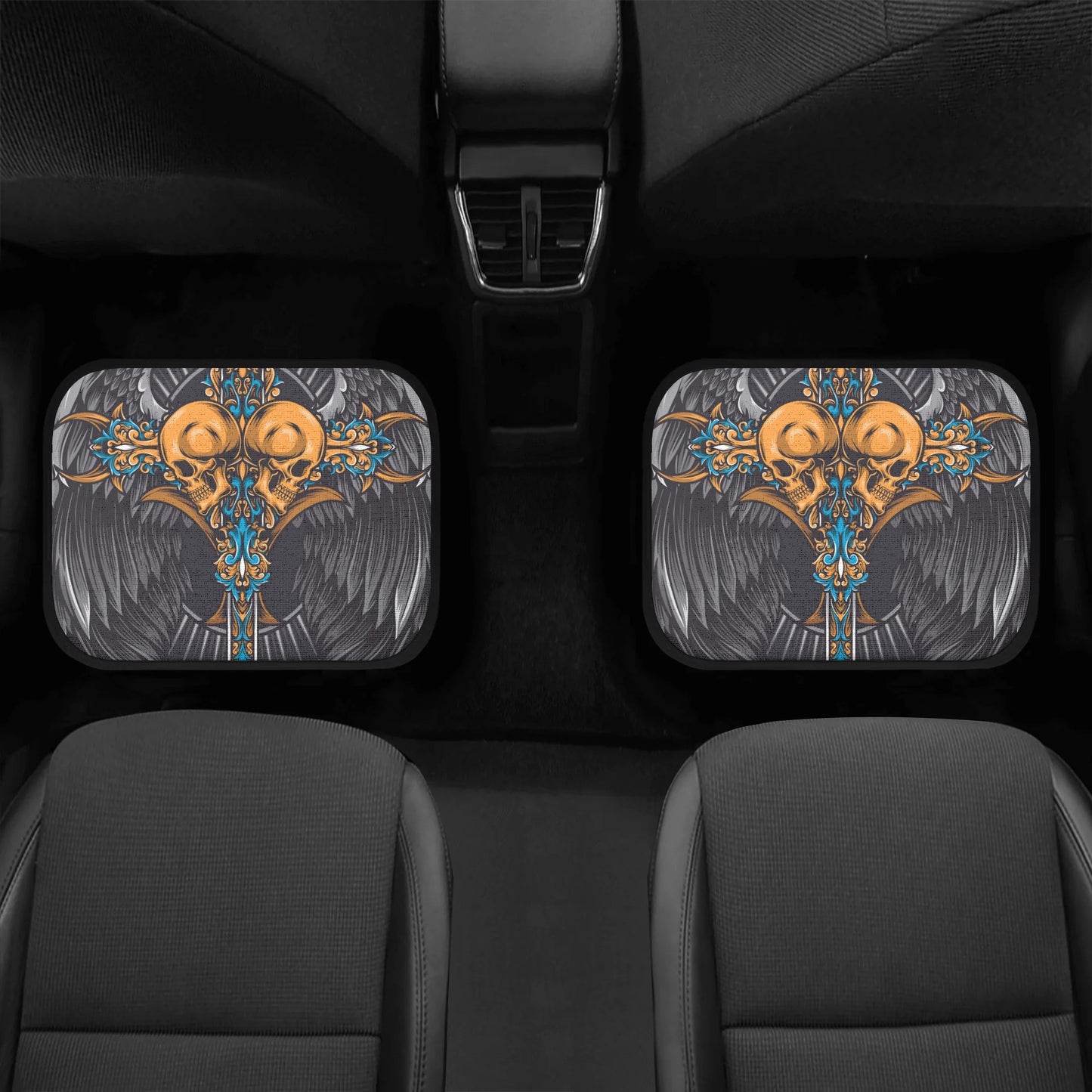 Skull wings angel Back and Front Car Floor Mats