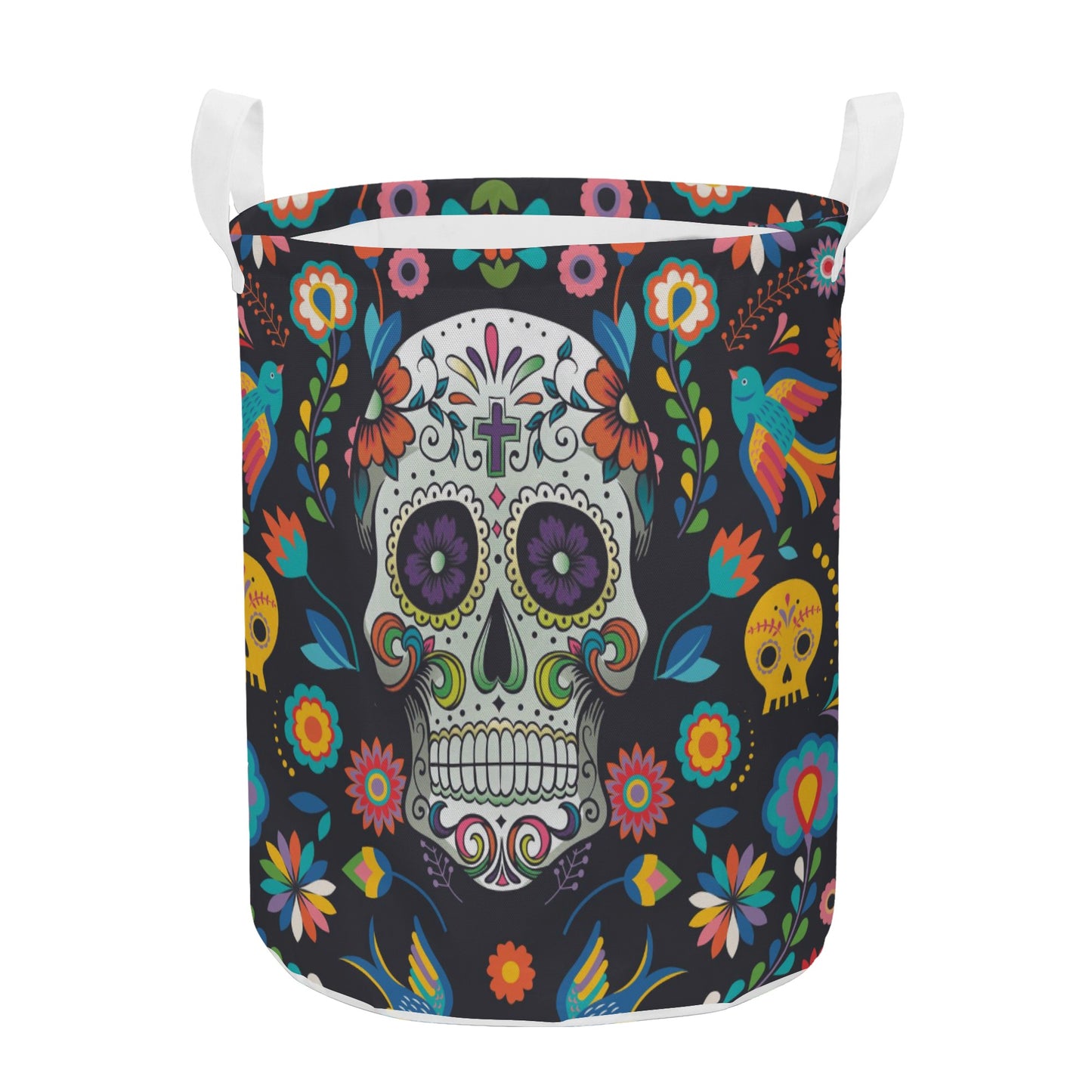 Calaveras mexican skull Round Laundry Basket