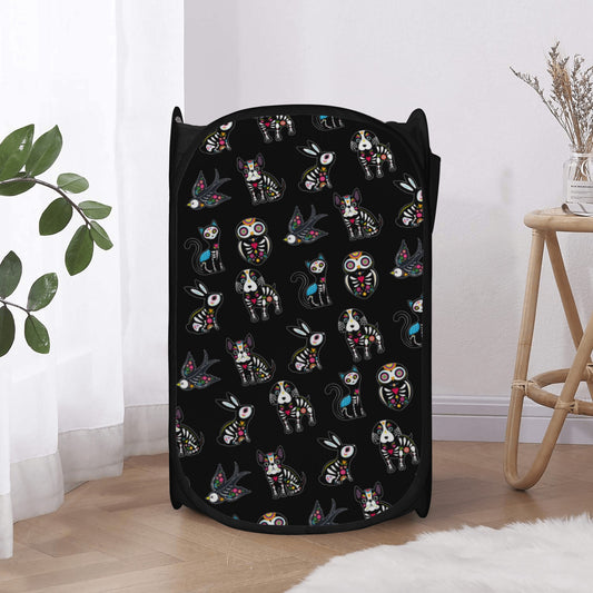 Animal day of the dead mexican skull Laundry Hamper