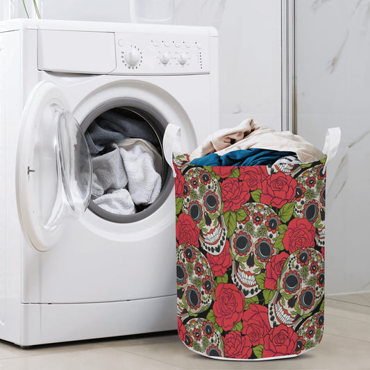 Sugar skull day of the dead Round Laundry Basket