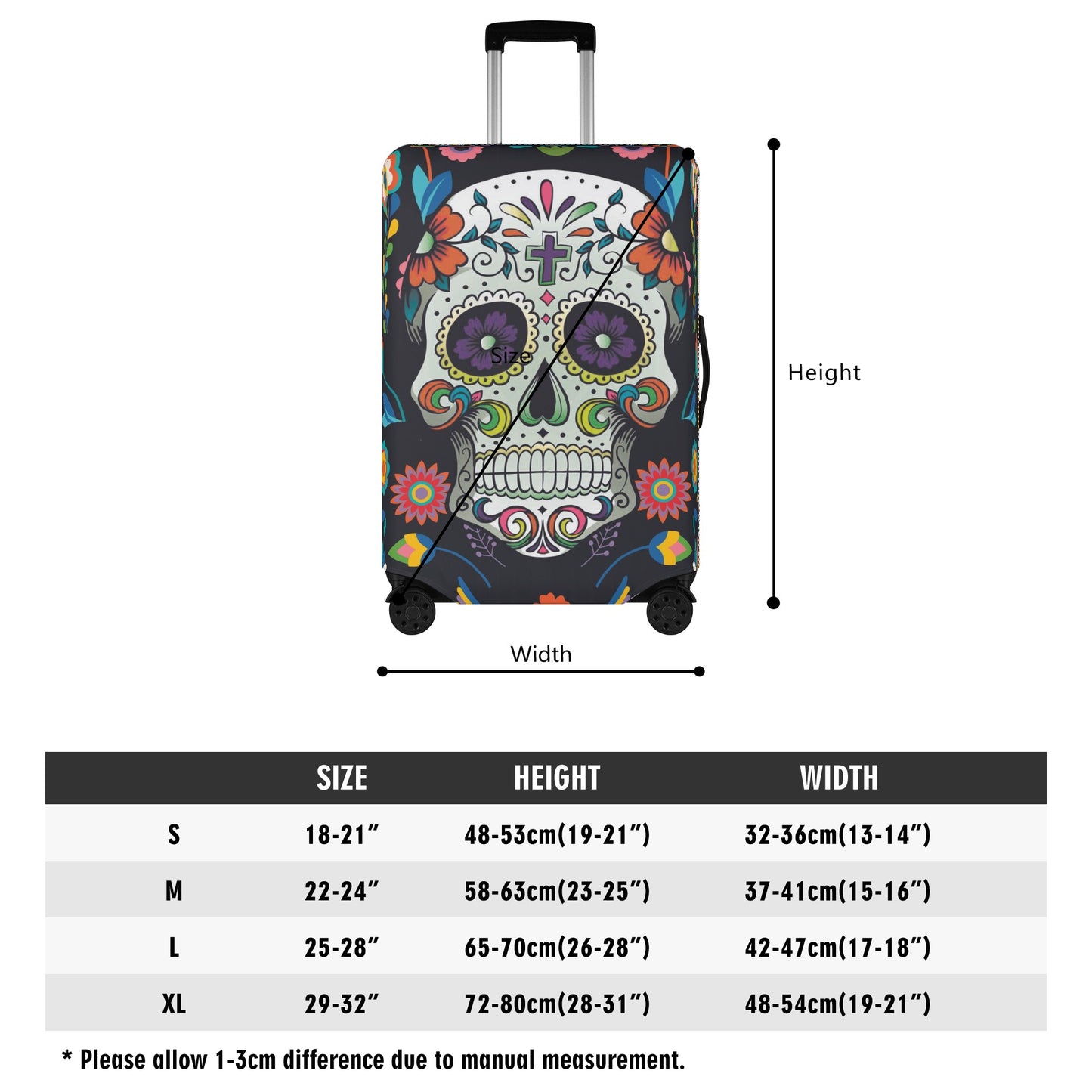 Sugar skull Polyester Luggage Cover