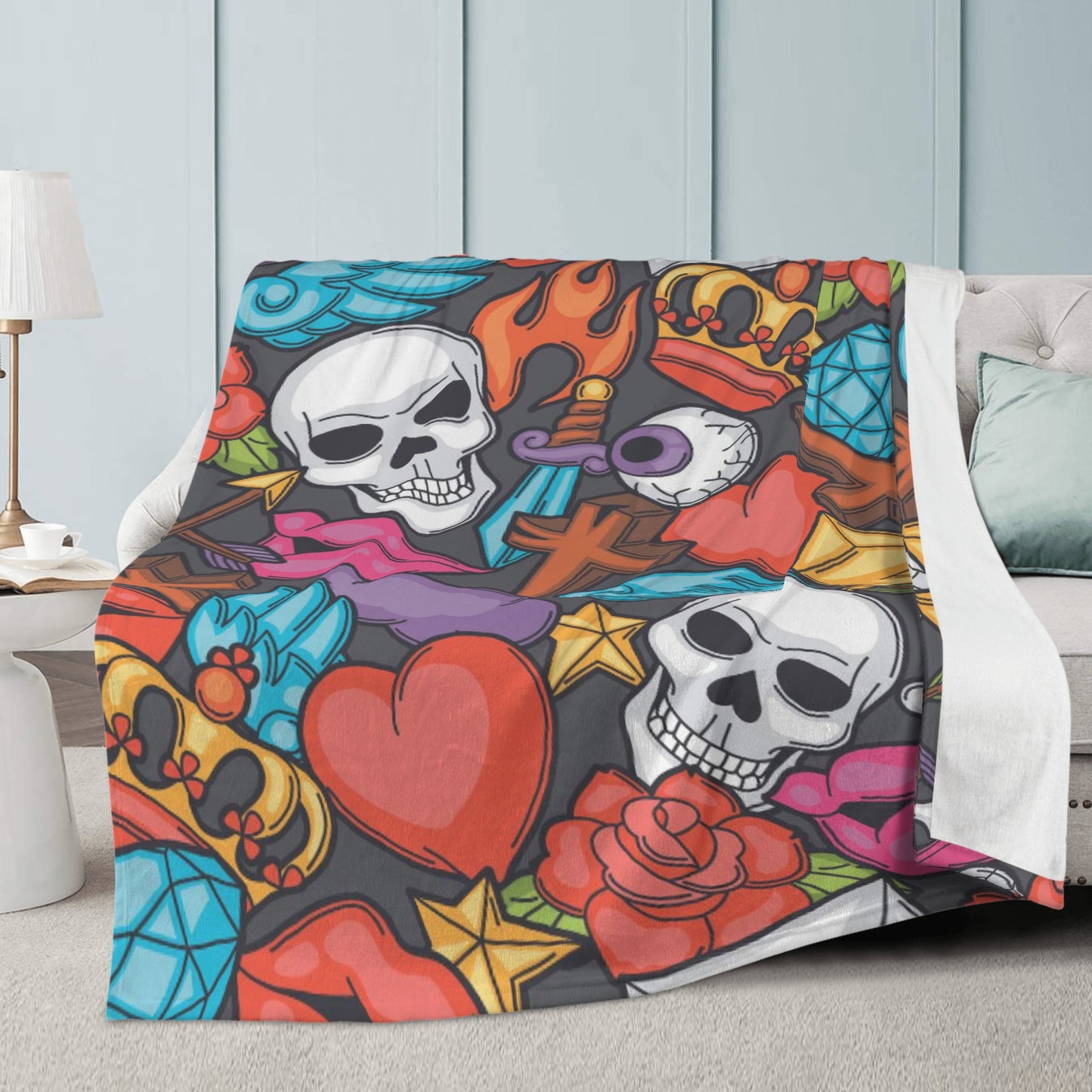 Halloween gothic skull Blanket Fleece