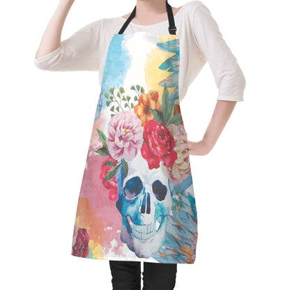 Rose skull floral skeleton Apron